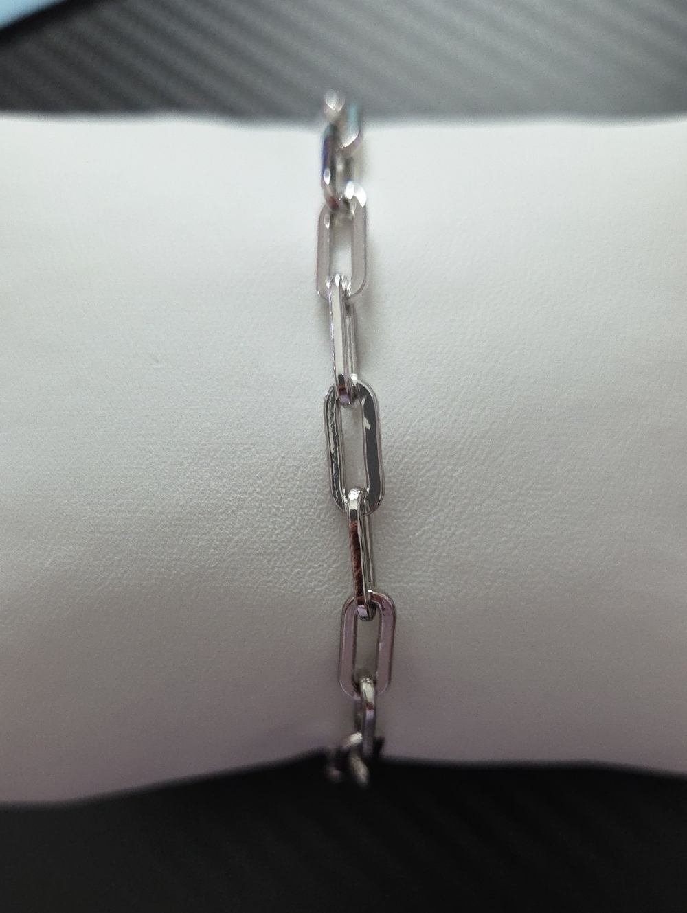 Sterling Silver Rectangular Link Bracelet - Silver